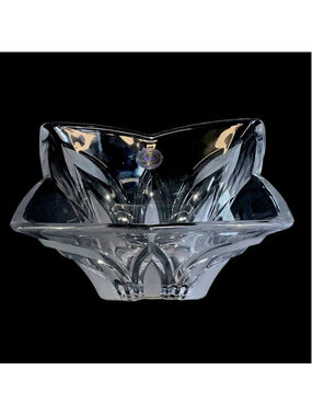 Vintage Studio Silversmiths Laurie Collection Square Crystal Bowl 7.5” Japan